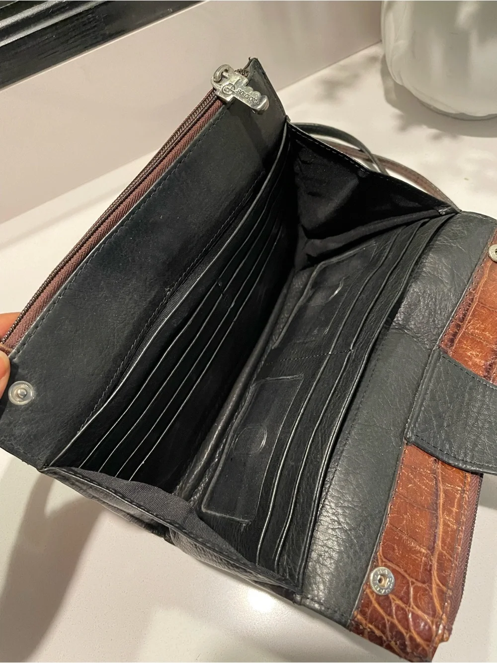 Jack Georges Black and Brown Crossbody Bag - Classic Two-Tone Design